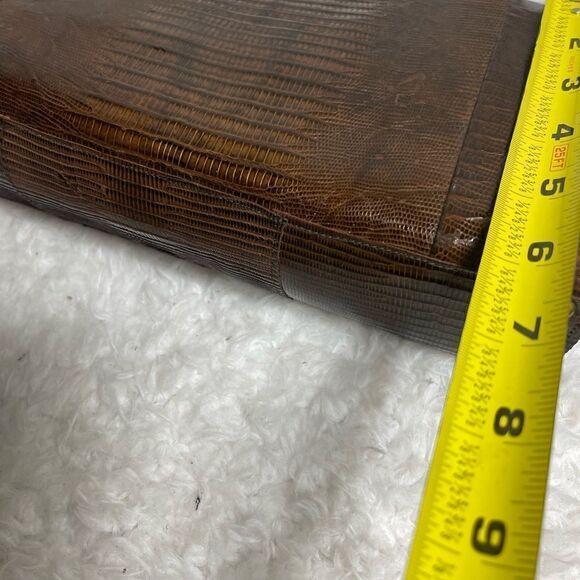 Vintage Brown Snake skin print handbag with antique gold tone hardwares. - Picture 8 of 15